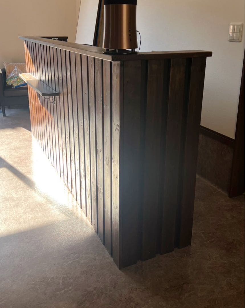 木製レジカウンター スリットデザイン たっぷり収納