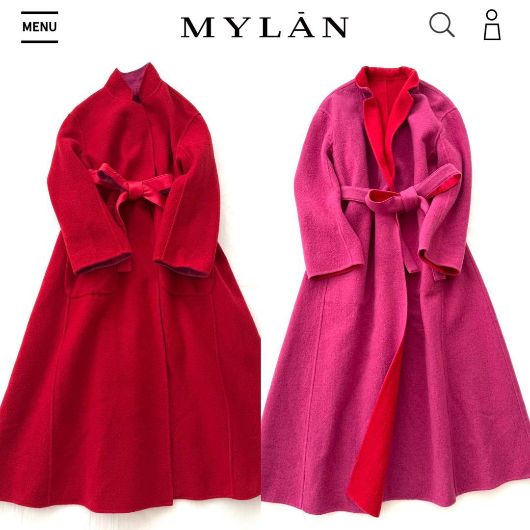 未使用 定価28万 マイラン カシミヤ100% リバーシブルコート 超軽量