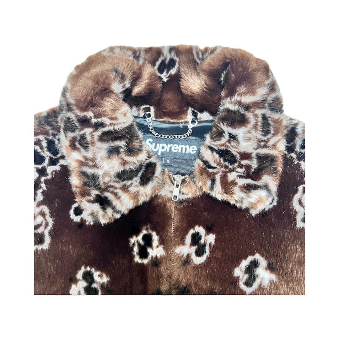 早い者勝ち　美品　Supreme ファージャケット　ブラウン　ペイズリー柄