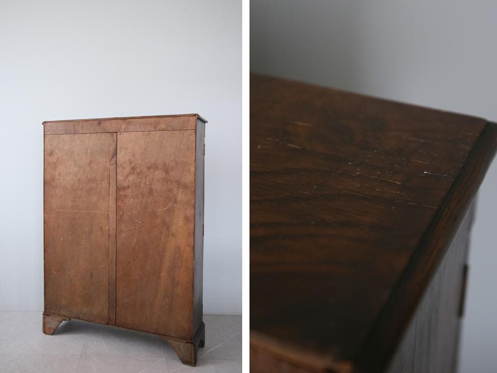 英国アンティーク木製ブックケースキャビネット/本棚/食器棚/飾り棚(92-3)