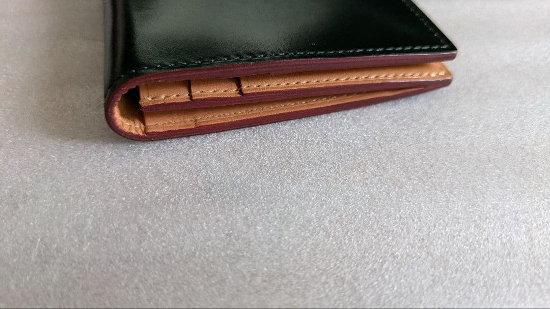 ganzo　コードバン ファスナー小銭入れ付き長財布　ダークグリーン