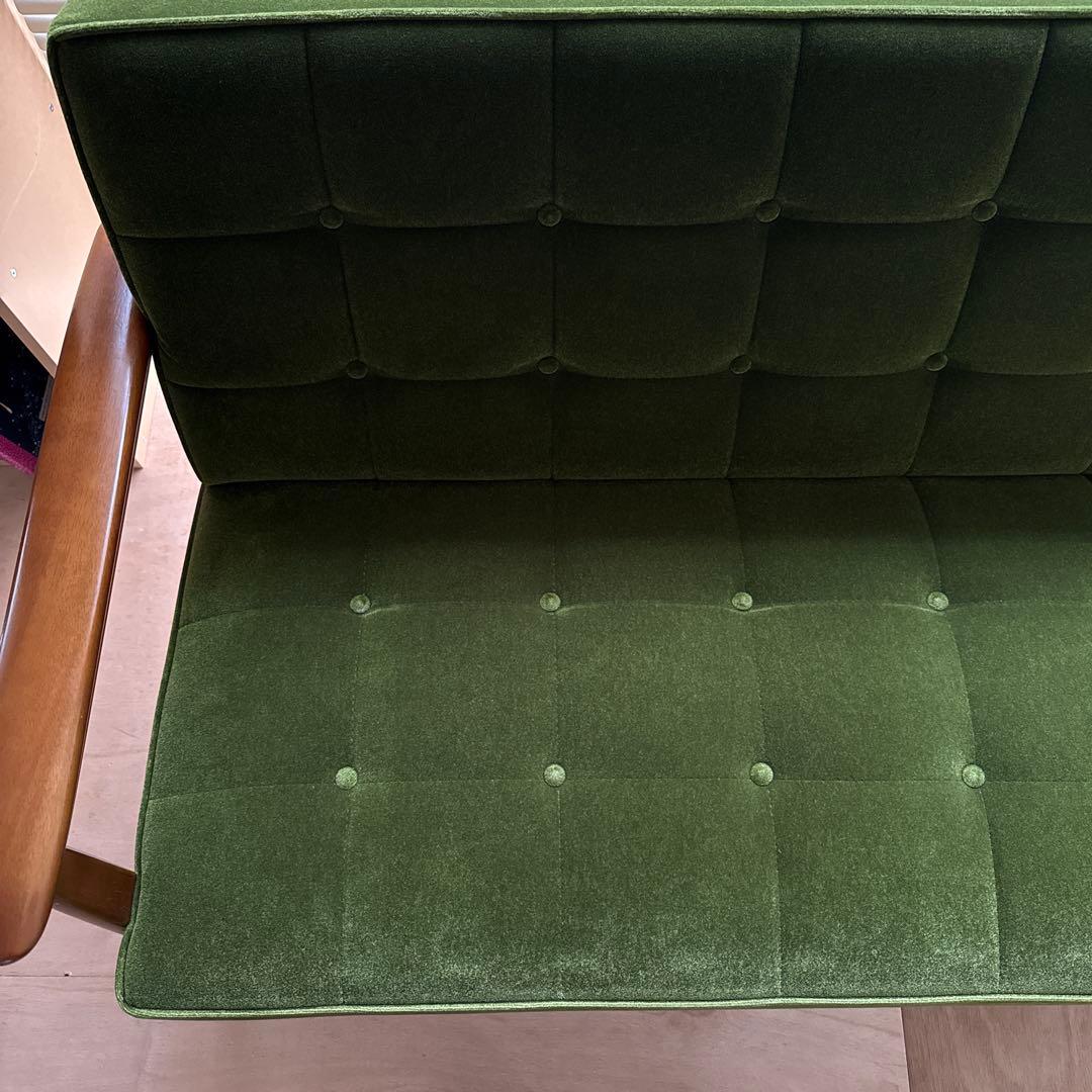 【イジホさん専用】カリモク60 Kチェア モケットグリーン 2人掛け　ソファ