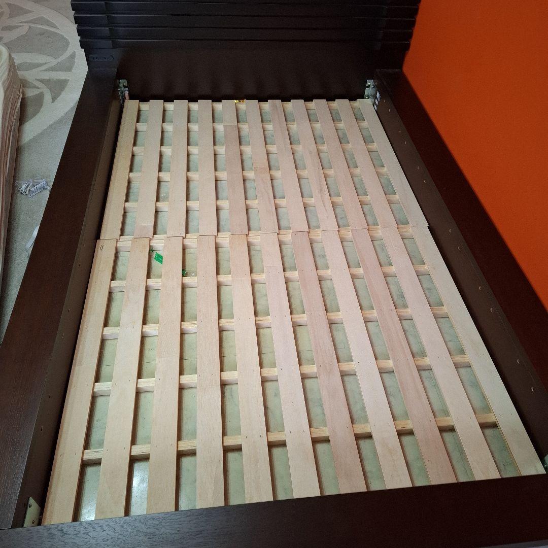 木製ダブルベッドフレーム スラット式