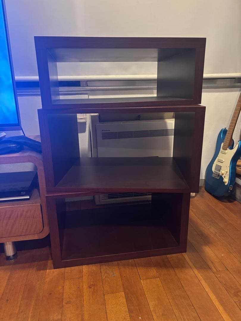 木製オープンシェルフ 3段 ダークブラウン