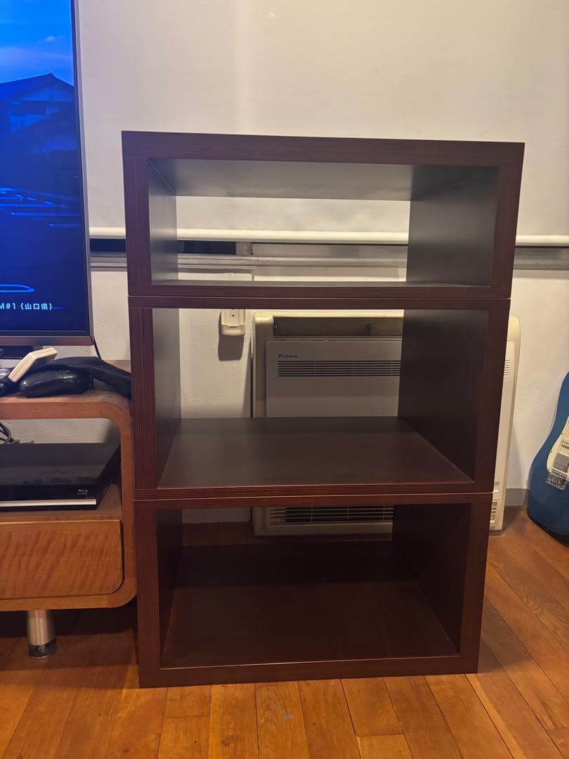 木製オープンシェルフ 3段 ダークブラウン