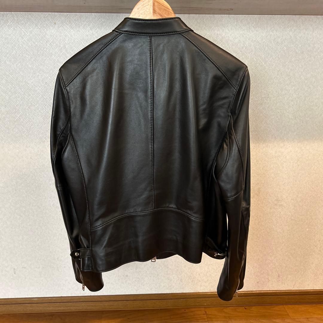 メンディ　COACH ブラック レザーライダースジャケット