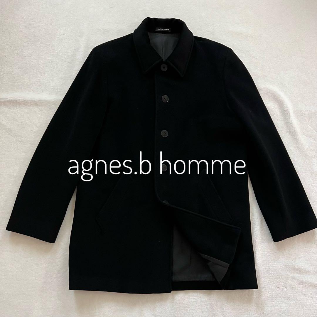 agnes.b homme ステンカラーコート アンゴラ混 ブラック