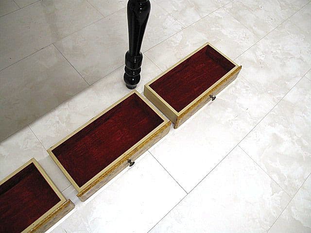 イタリア製 アンティーク様式スクエアテーブル 脚着脱高さ変更式 H77/40cm