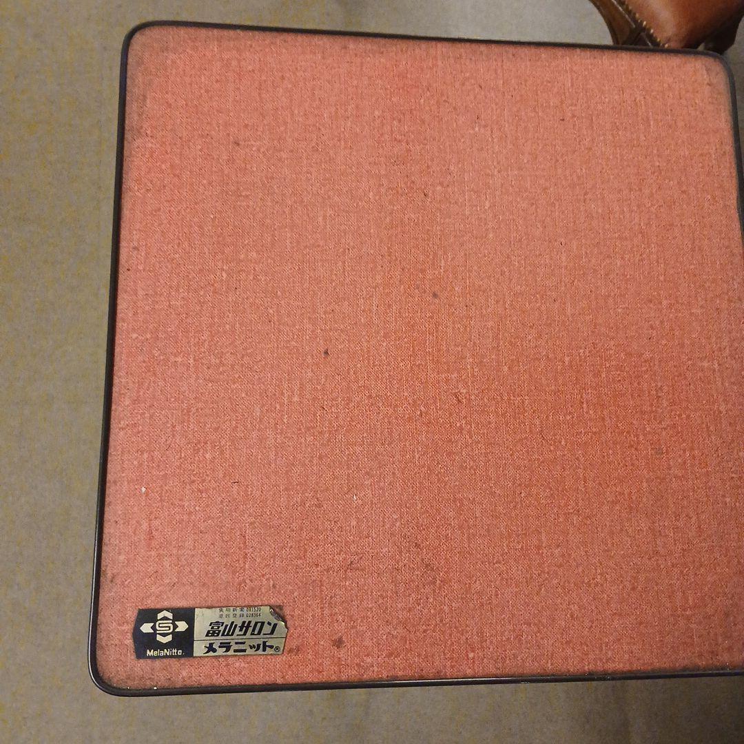 昭和レトロ 天板メラミン張り 木製電話台 レッド