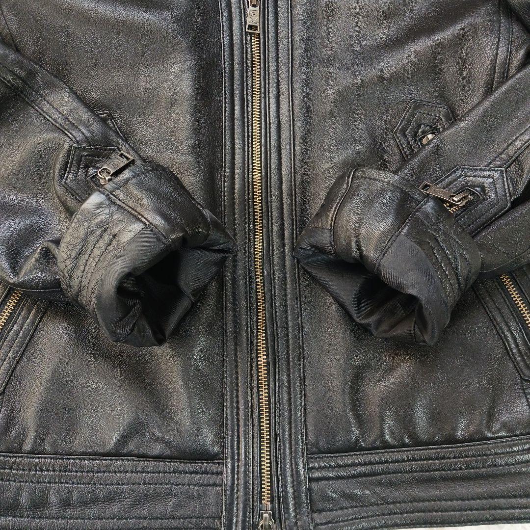 ✨美品✨ブラックレーベル　レザーライダース ラビットファー　ブラック　サイズM