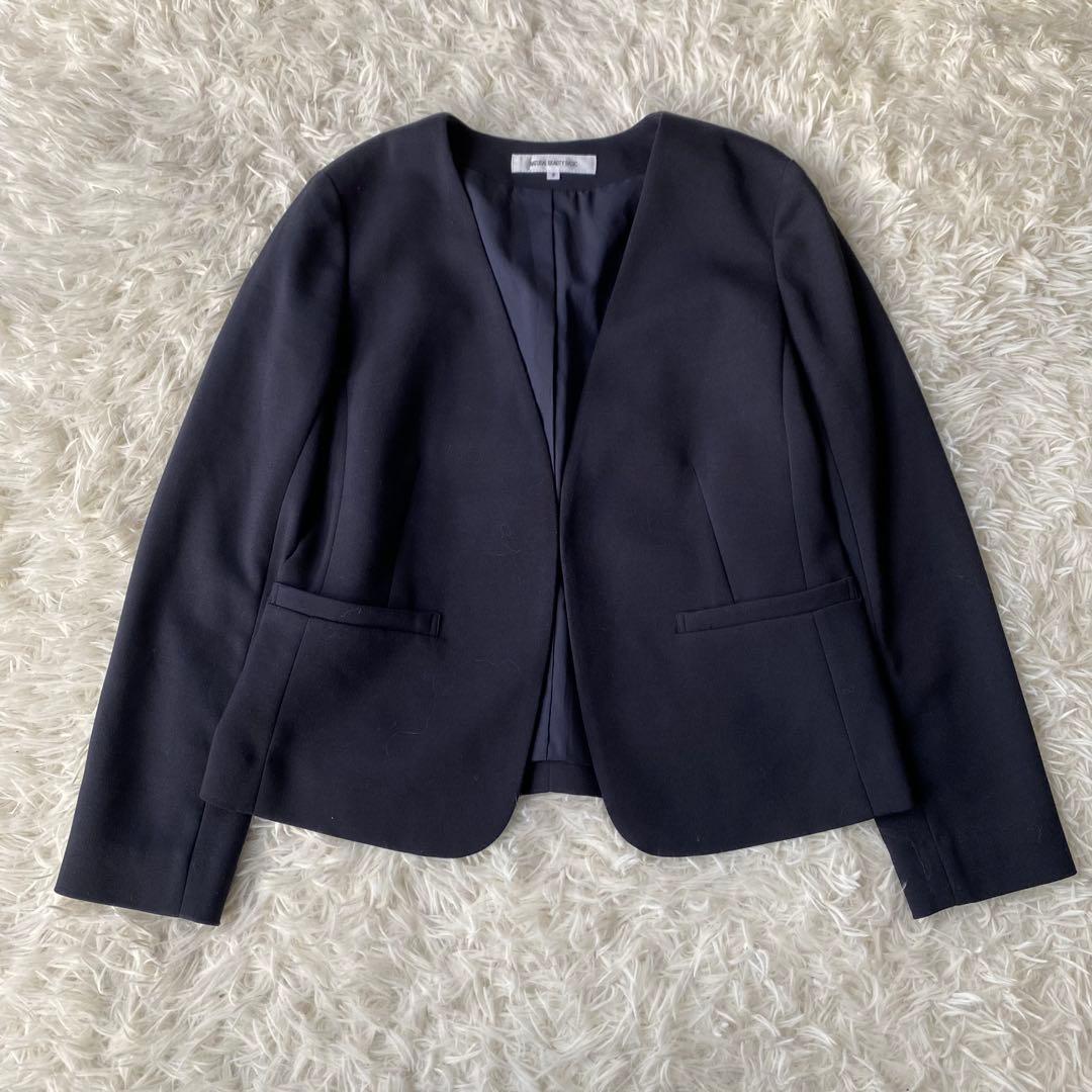 NATURAL BEAUTY BASIC ノーカラーパンツスーツ セットアップS