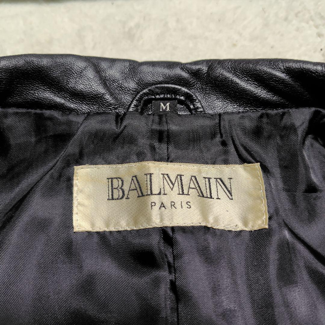 BALMAIN バルマン パリ ラム レザージャケット 羊革 M 黒