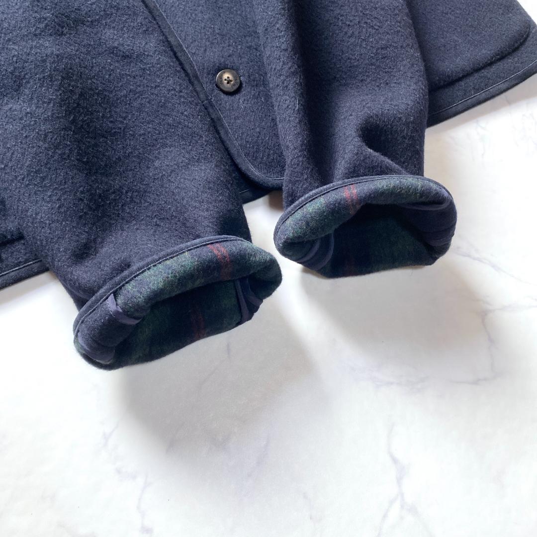 パパス ステンカラーコート ダブルフェイス パイピング 52 大きいサイズ 紺