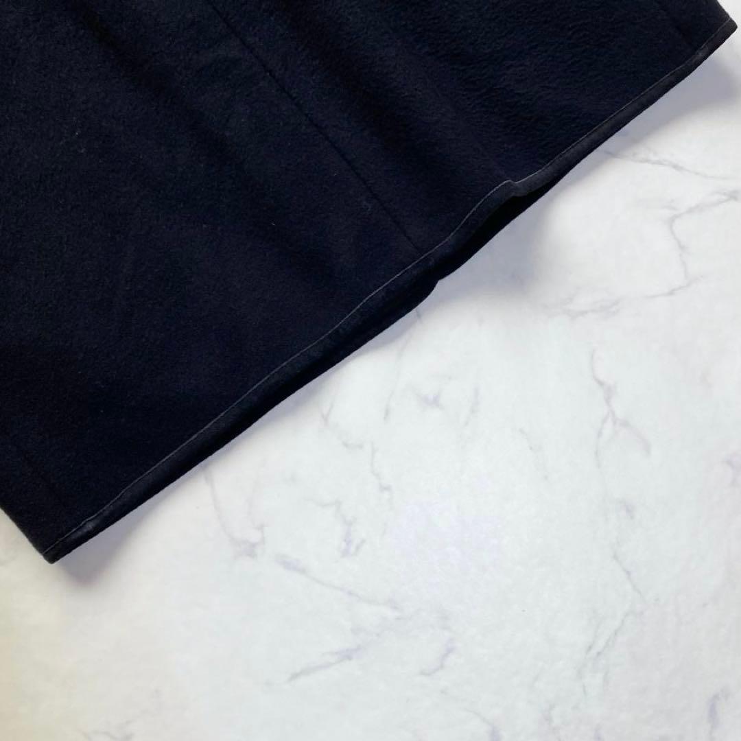 パパス ステンカラーコート ダブルフェイス パイピング 52 大きいサイズ 紺