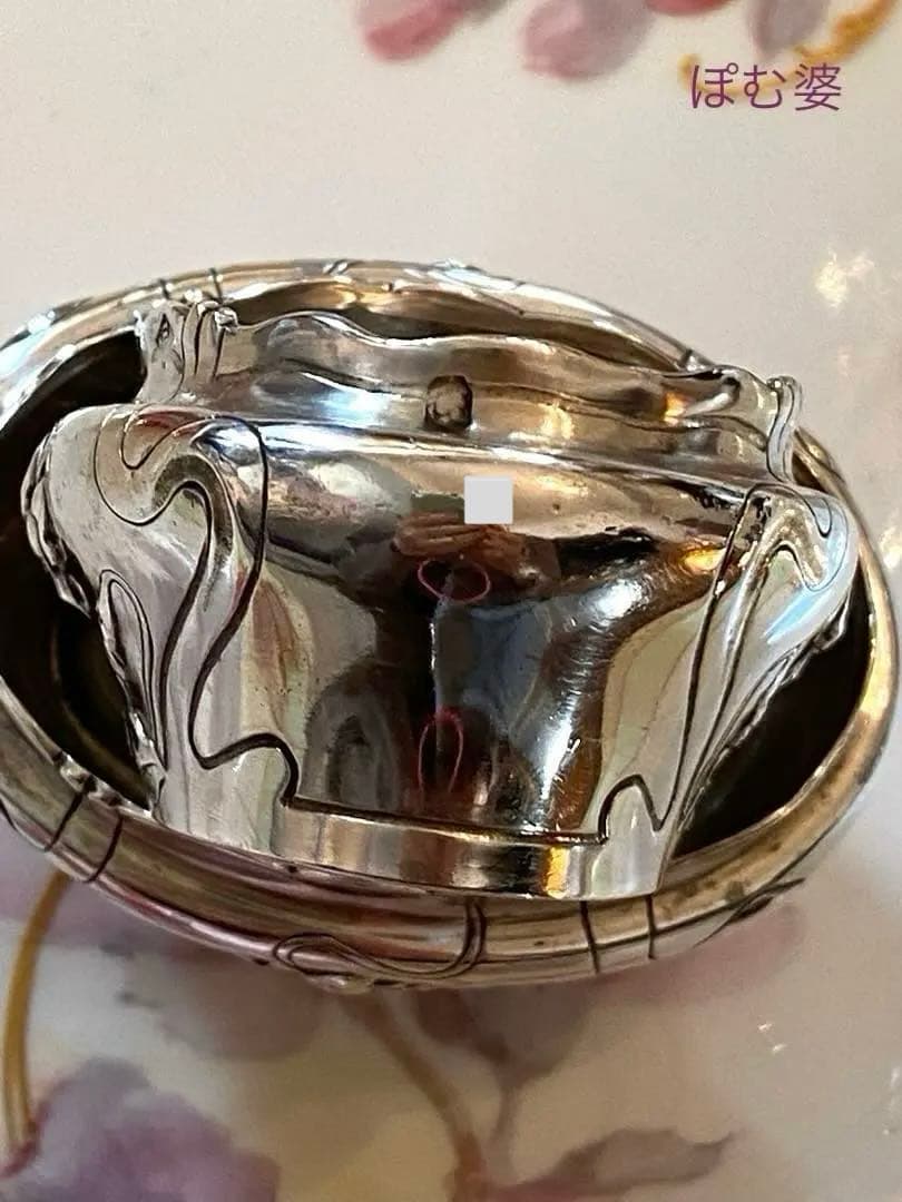 【フランス／H.スフロ】純銀 クリスタル／ソルトセラー 調味料入れ ２個セット