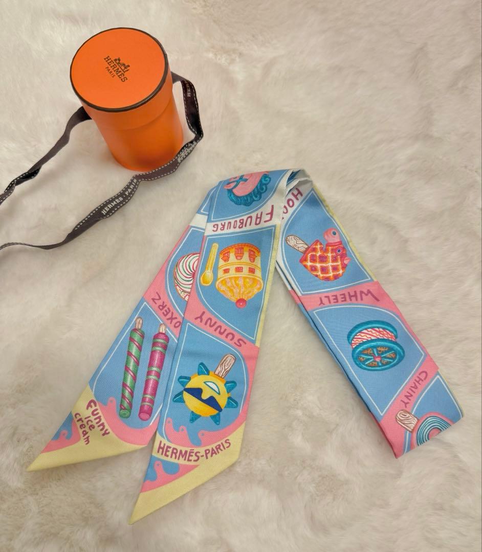エルメス HERMES ツイリー FUNNY ICE CREAM マルチカラー