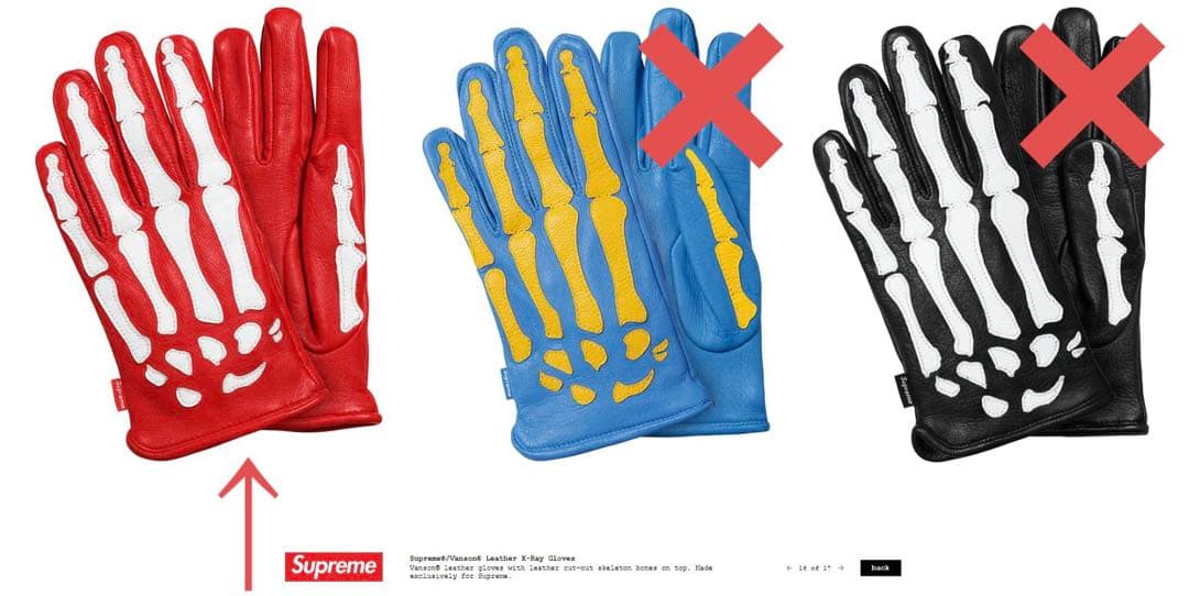 Supreme VANSON レザー グローブ M 赤X-Ray Gloves