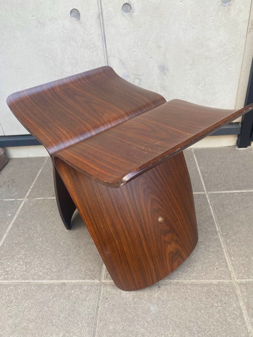 【vintage】 天童木工 バタフライスツール tendo 旧タグ　柳宗理