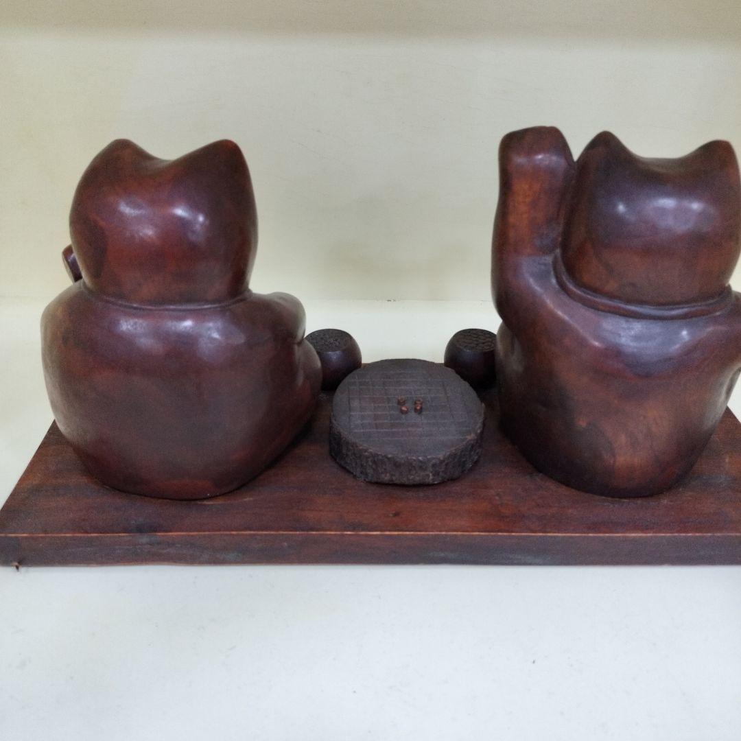 木彫りの縁起猫