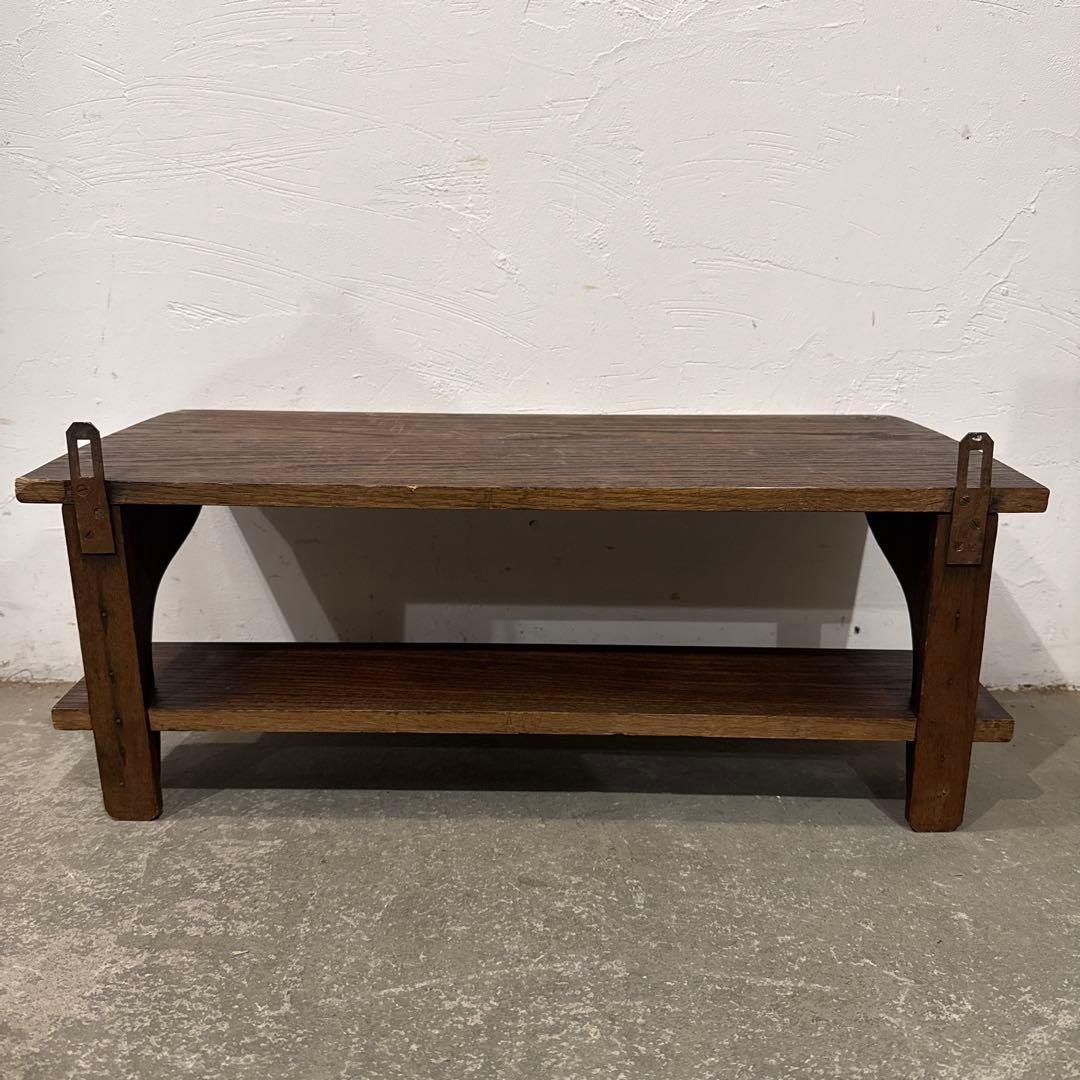 ヴィンテージ　木製ウォールシェルフ　2段シェルフ