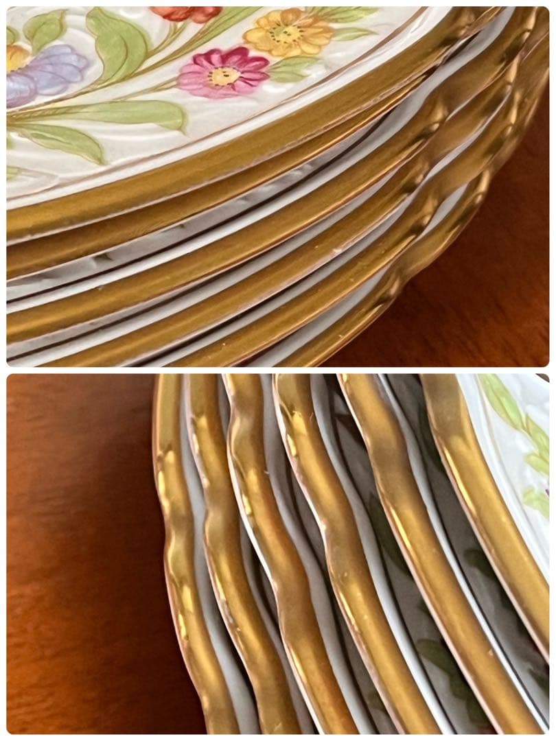 【希少品】ドイツ製　シューマンババリア★ドレンデンフラワー★豪華な大皿　６枚