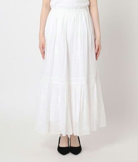 【新品未使用】コットンボイルエンブロイダーティアードスカート