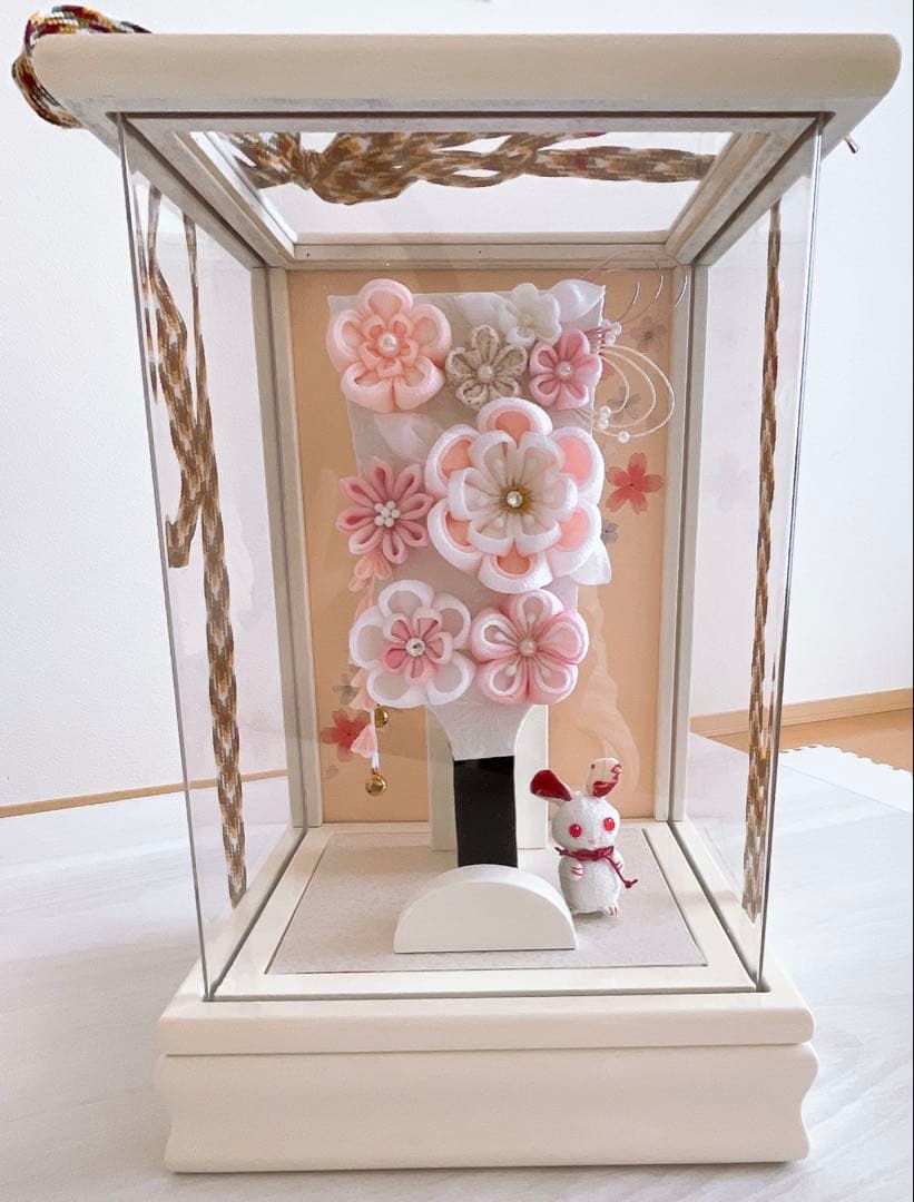 羽子板飾りコンパクト ホワイト アクリルケース付き