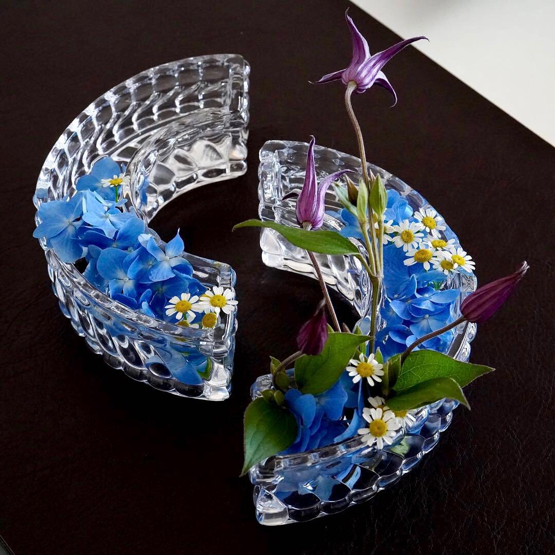 美品★オールドバカラ バンブー テーブル センター ピース フラワーベース/花器