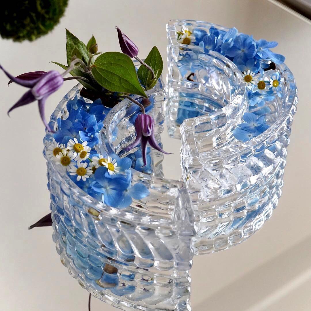 美品★オールドバカラ バンブー テーブル センター ピース フラワーベース/花器