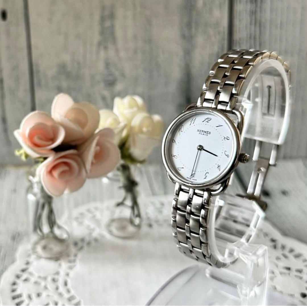 【電池交換済】HERMES エルメス 腕時計 アルソー シルバー AR4.210