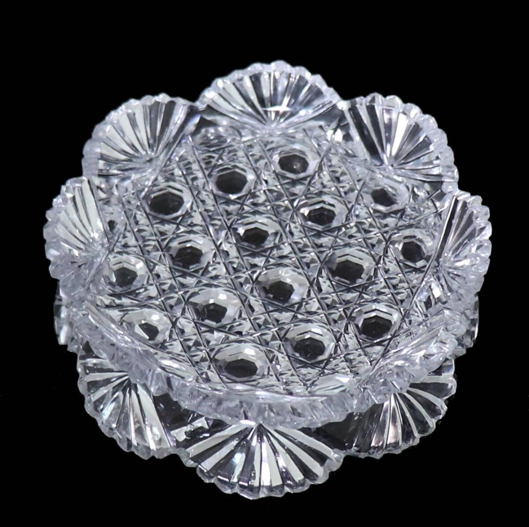 オールド・バカラ 格子文様×扇カット 豆皿 茶懐石 プレート 小皿 ディアマン