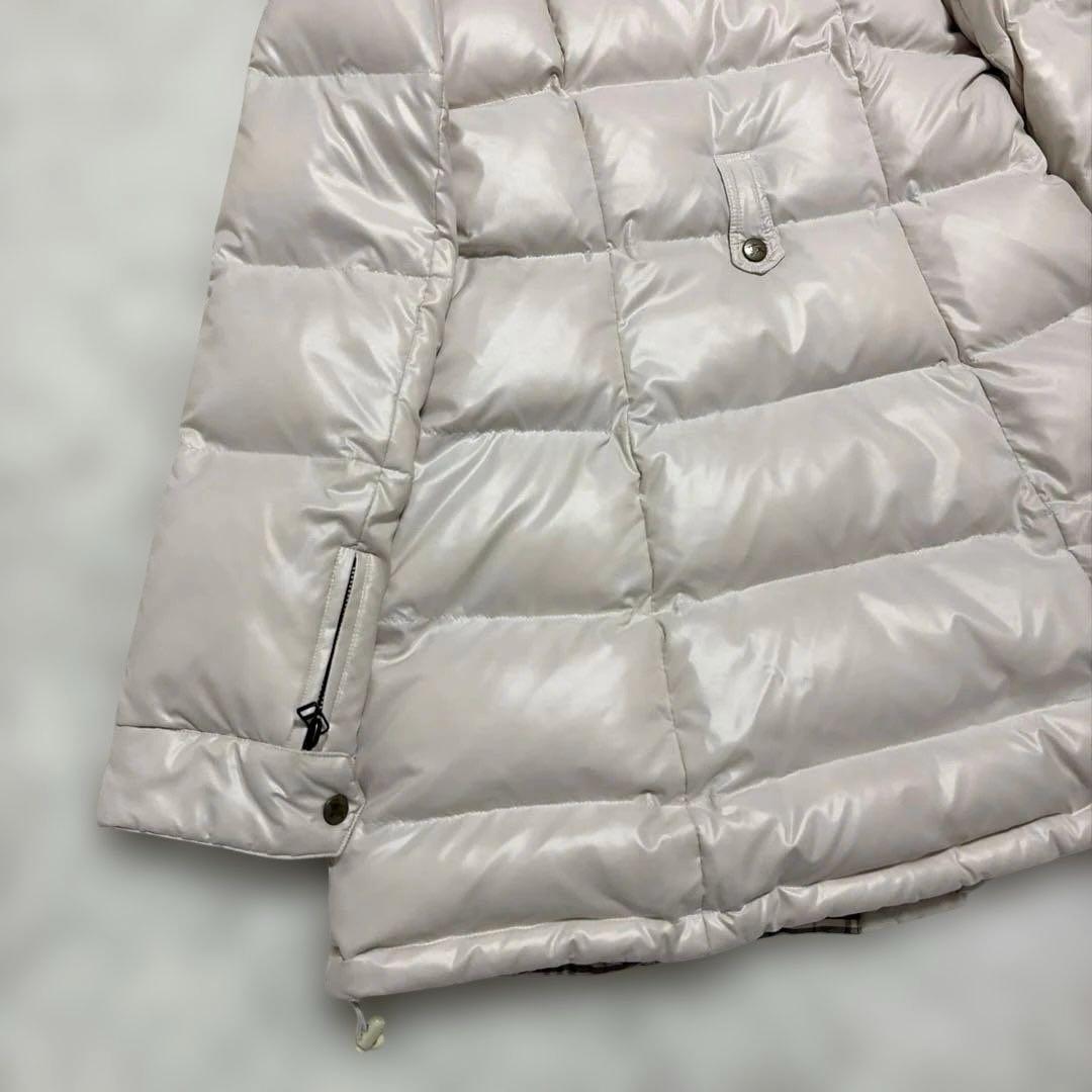 バーバリーブルーレーベル　ダウンコート　M ノバチェック　ホワイトピンク　ベルト