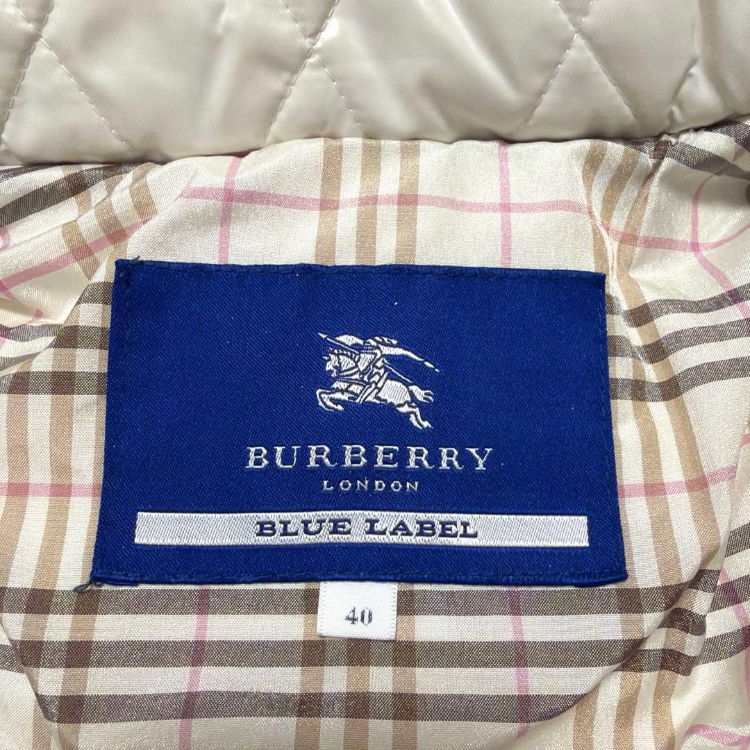 バーバリーブルーレーベル　ダウンコート　M ノバチェック　ホワイトピンク　ベルト