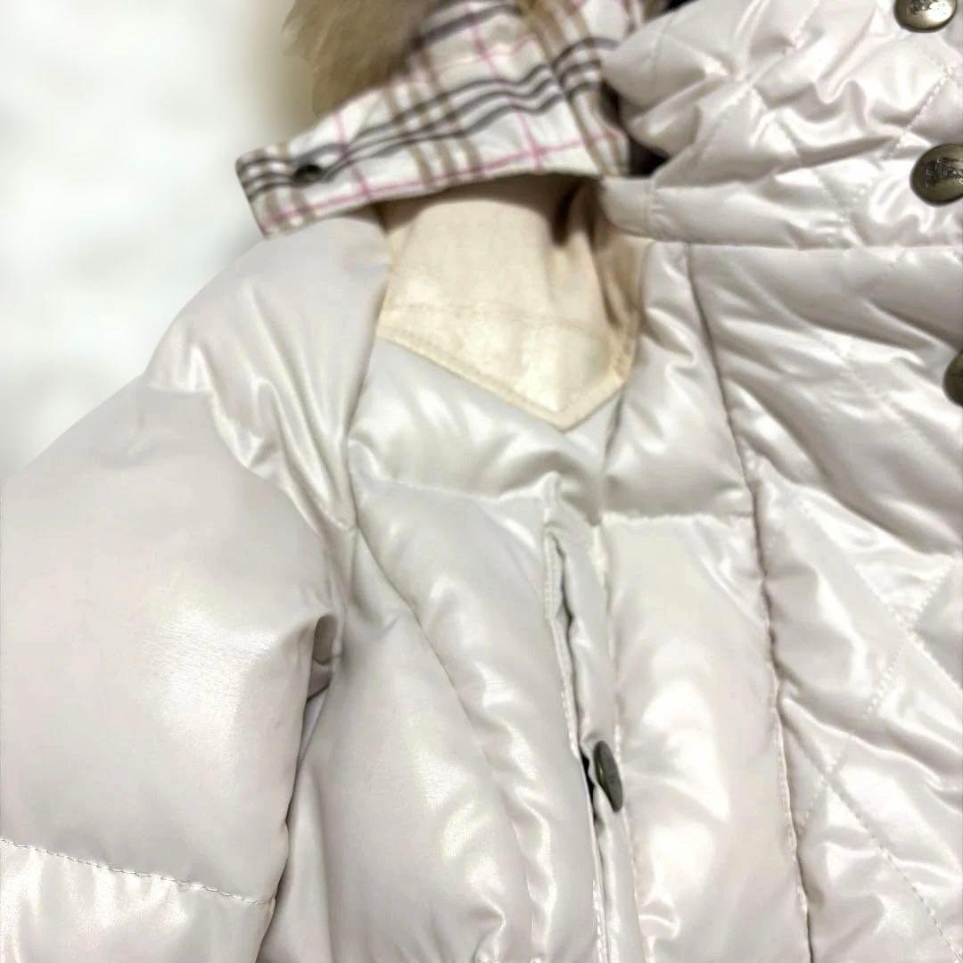 バーバリーブルーレーベル　ダウンコート　M ノバチェック　ホワイトピンク　ベルト