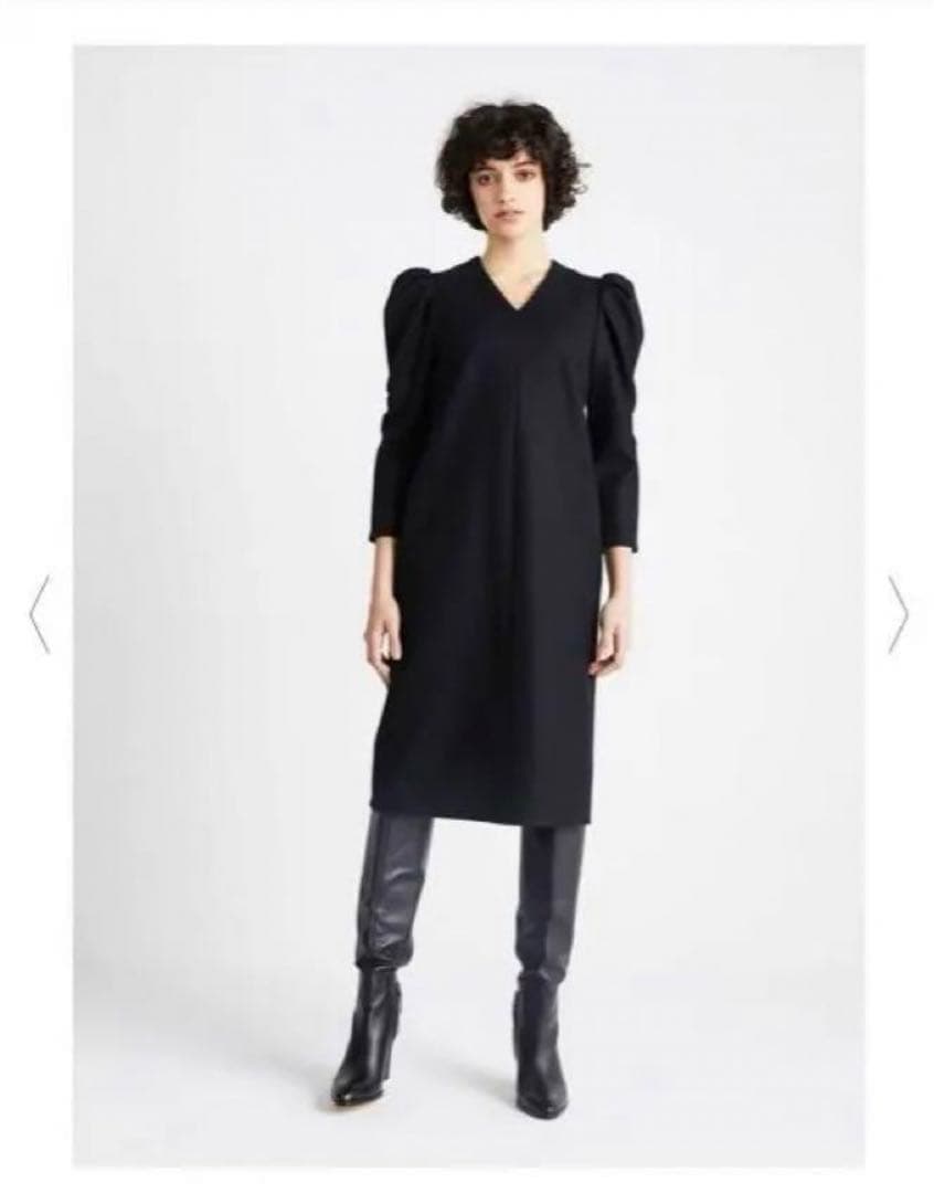 ボーダーズアットバルコニー　ネイビーウールワンピース36ヨーコチャンCFCL