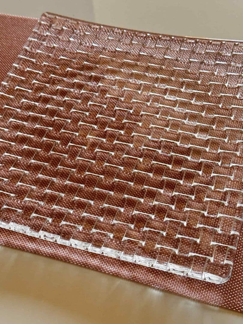 透明ガラス製四角皿 織り模様 30cm