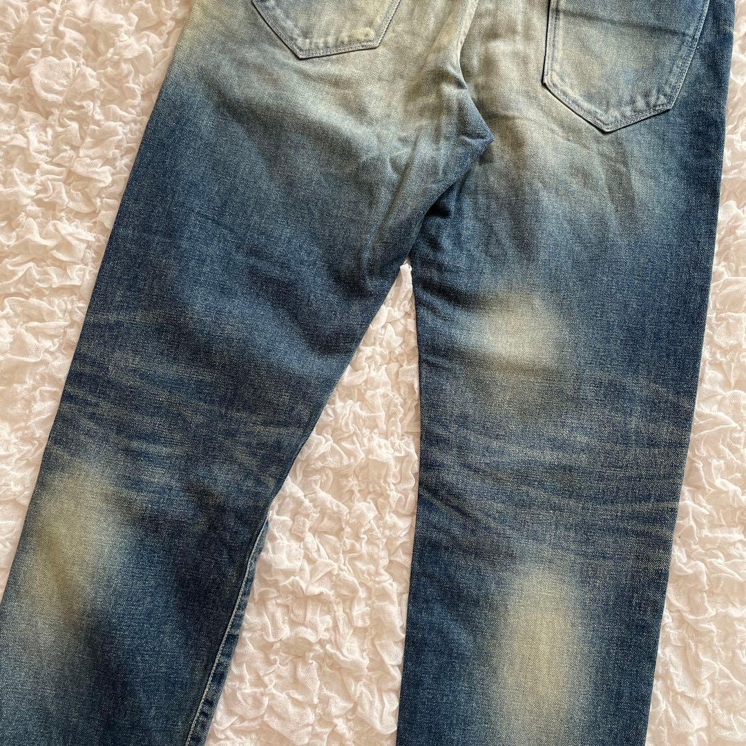 ミナペルホネンalwaysデニムパンツ 大きいサイズ40蝶々 ダメージデニム青