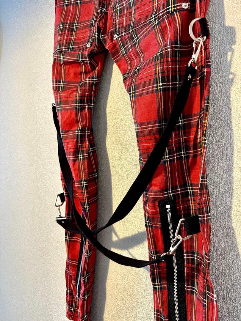 TRIPP NYC トリップ タータンチェック ボンテージパンツ 赤　スキニー
