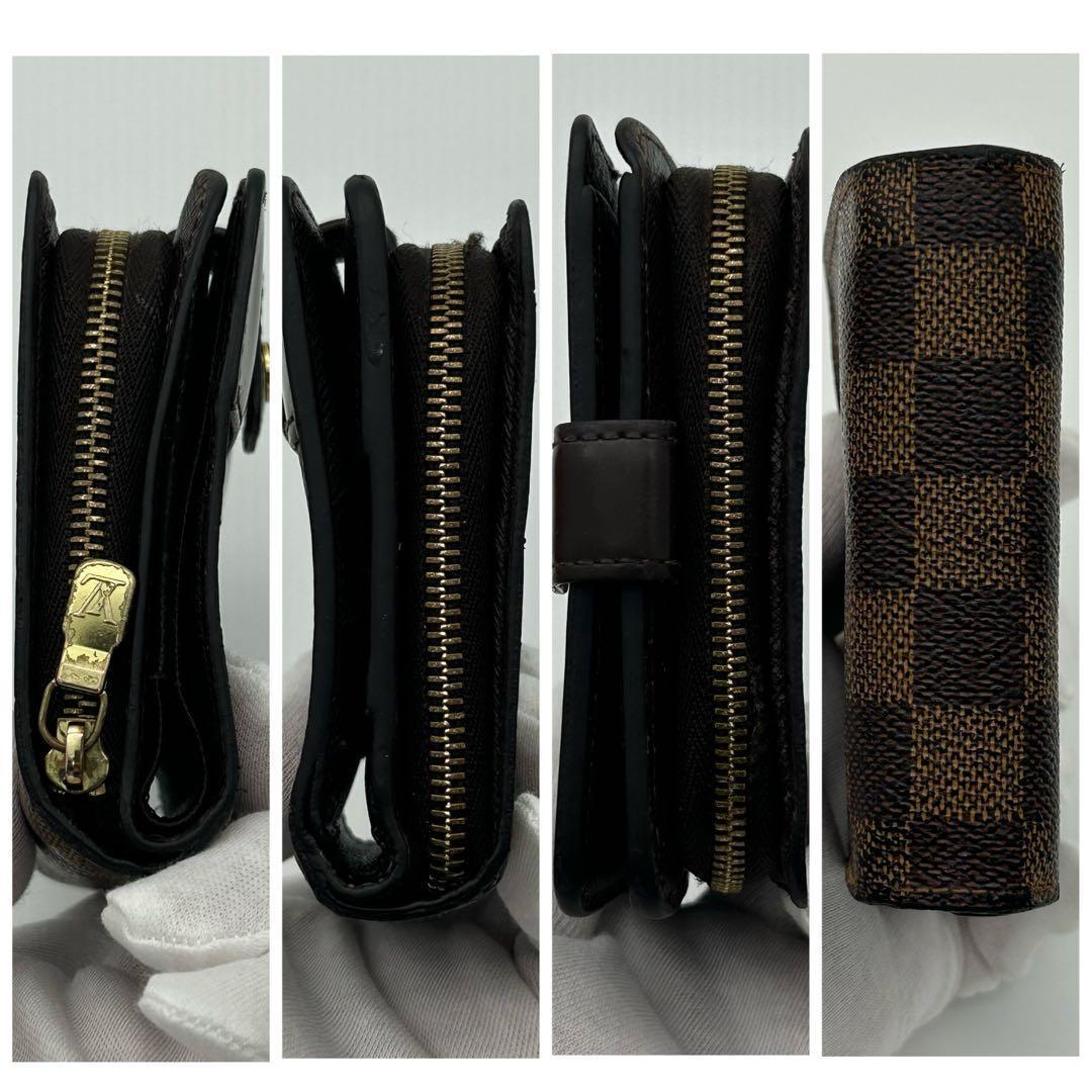 ルイ ヴィトン ダミエ コンパクトジップ 二つ折り 財布 ラウンドファスナー