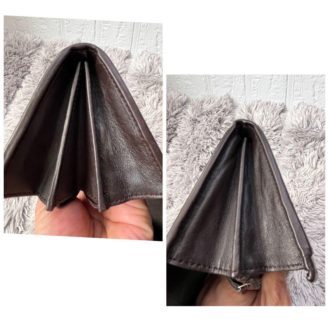 良品✨GUCCI マイクロシマ　レザー　ダークブラウン　シルバーロゴ　長財布