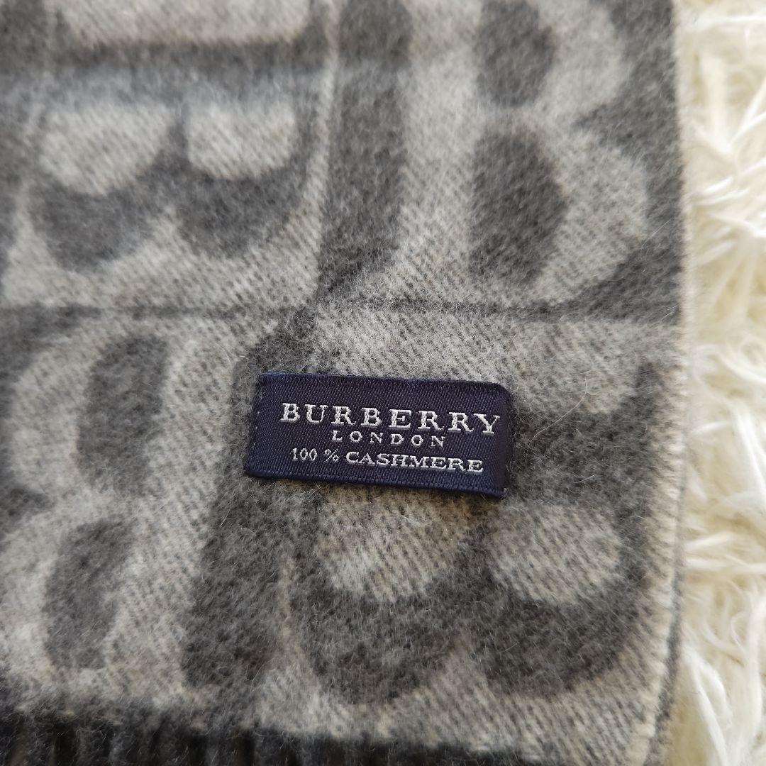 【極美品】バーバリーロンドン　マフラー・ストール・カシミヤ100％・Bロゴ総柄