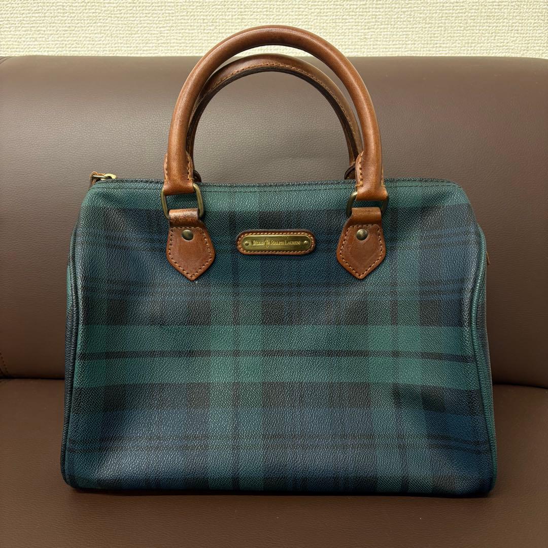 ◎ポロラルフローレンミニボストンバッグ　ヴィンテージグリーン