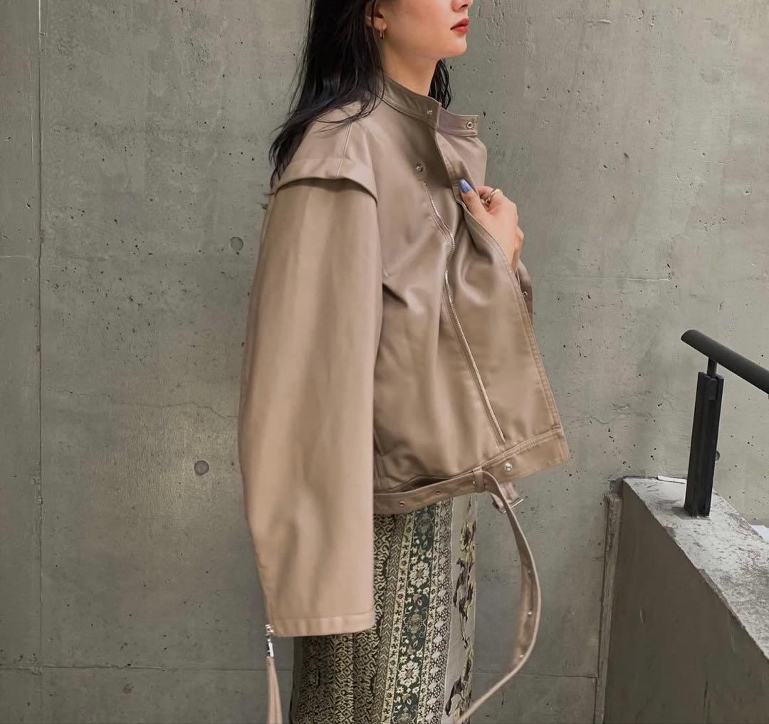 【Ameri】RETRO FAKE LEATHER JACKET