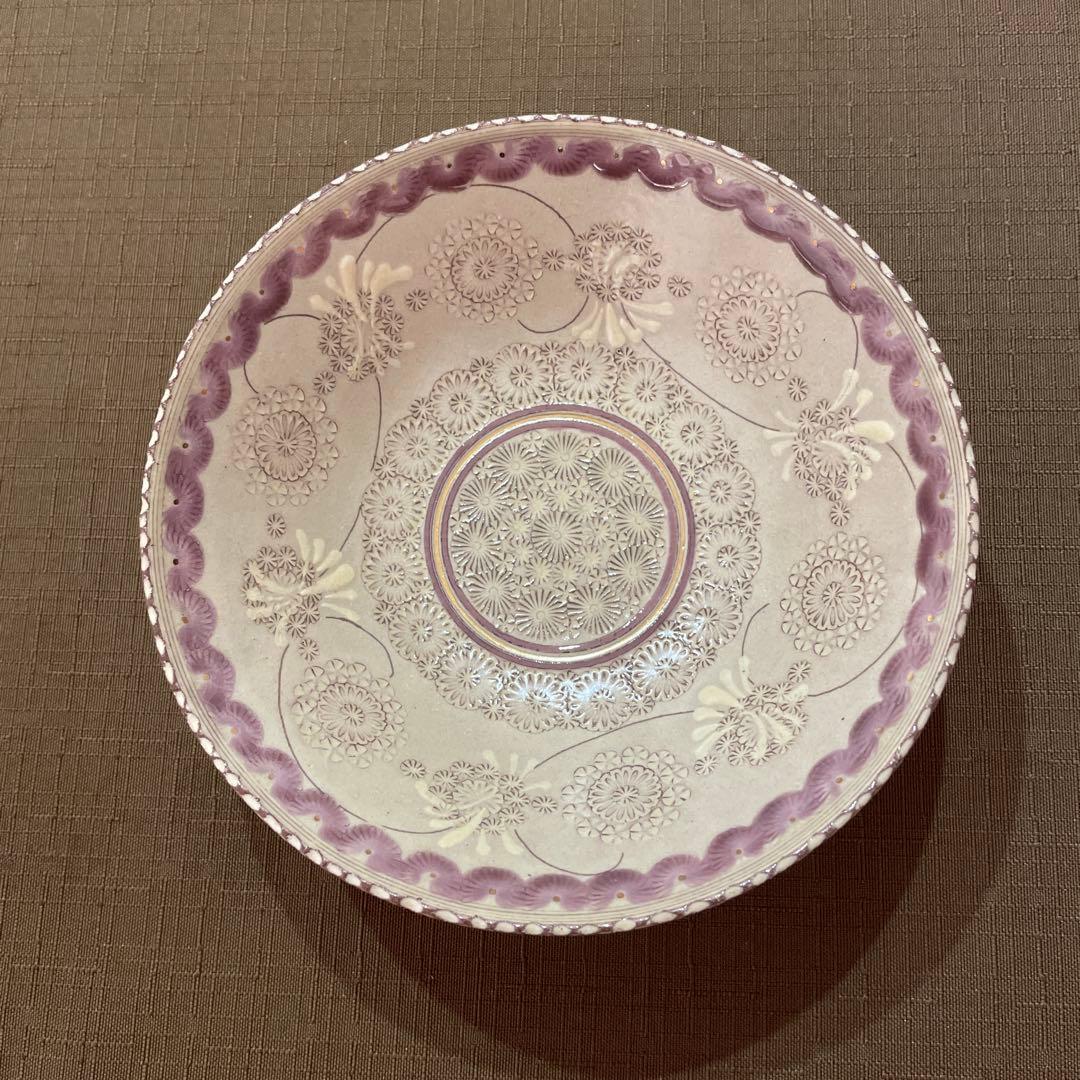 清水焼　森里陶楽　紫彩華紋中鉢