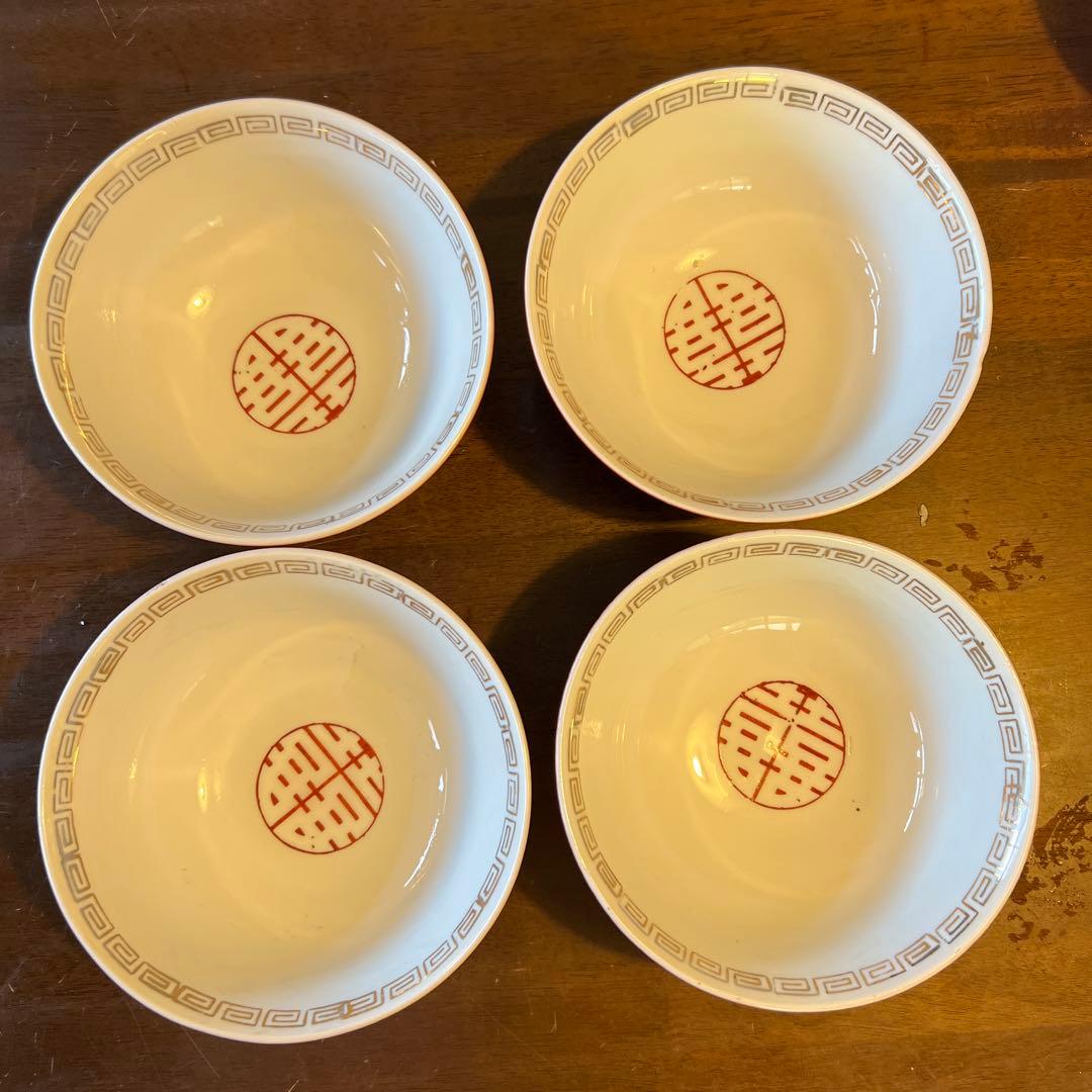 ラーメン鉢 ラーメン どんぶり 4個 中華そば 昭和レトロ　 龍　大清乾隆年製