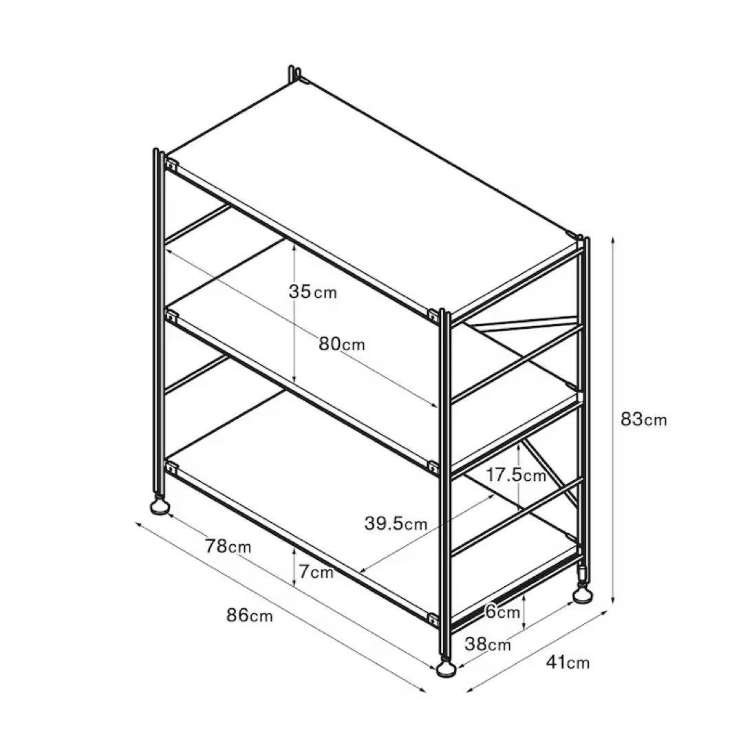 ステンレスユニットシェルフ　オーク材棚セット　ワイド　小