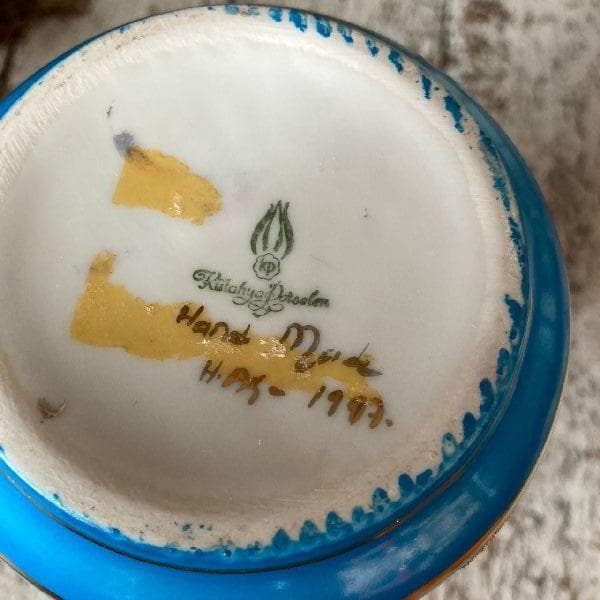 トルコ ヴィンテージ*Kutahyaキュタフヤ陶器*ハンドペイントフラワーベース