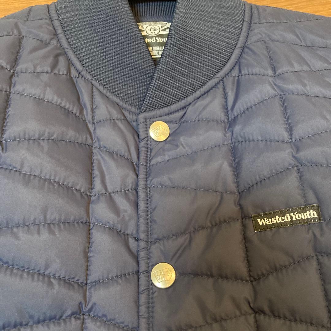 Wasted Youth Quilt Puff Jacket ネイビー S