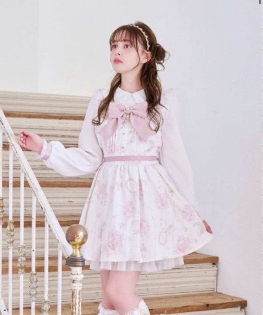 LIZLISA ジュエリー柄 ワンピース ホワイト