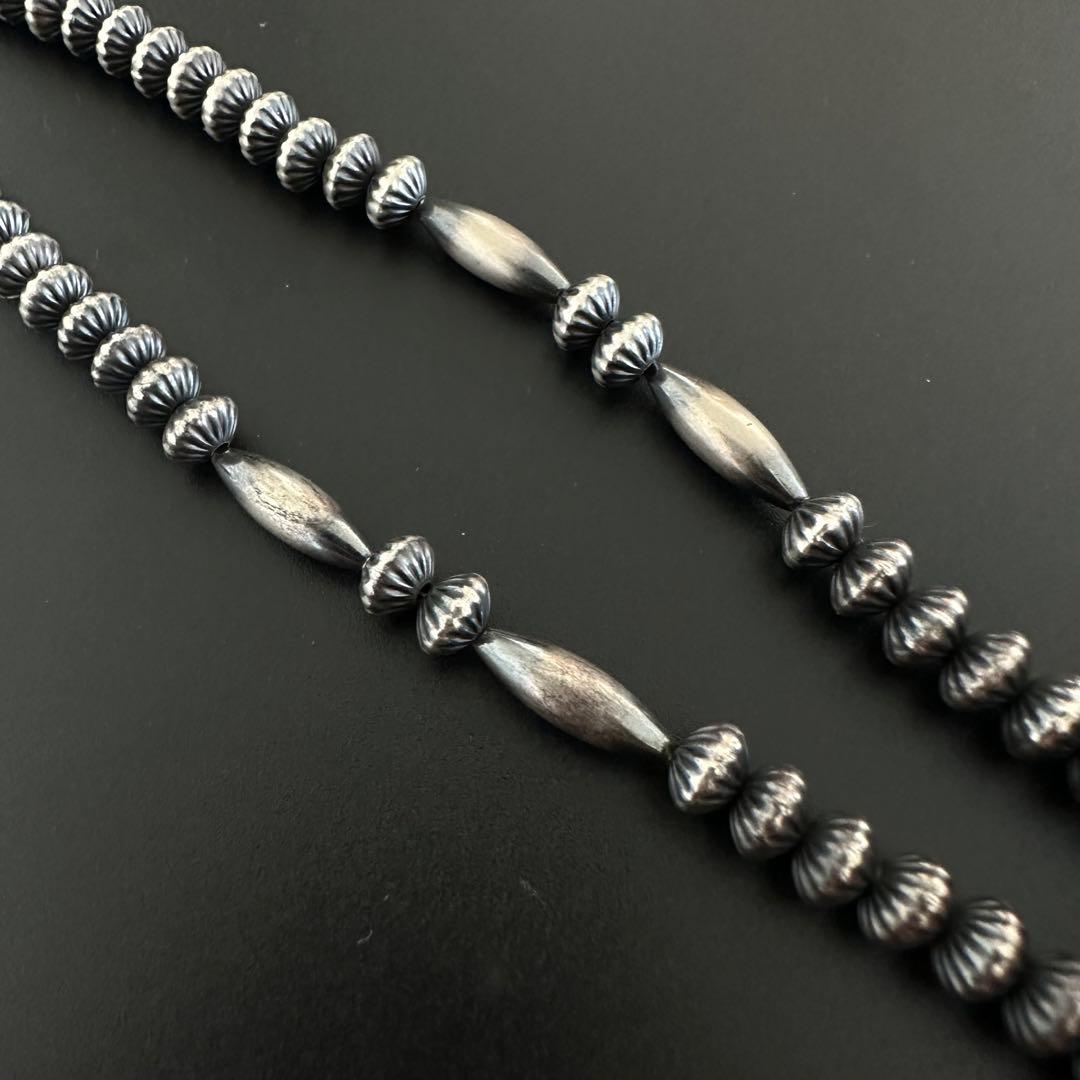 Navajo ナバホパール 燻し加工 そろばん型 ネックレス 47cm